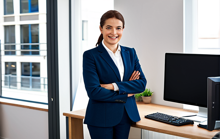 CPA와 중소기업 회계 지원 - A friendly, fully clothed French "expert-comptable" (accountant) in a modern office, advising a full...