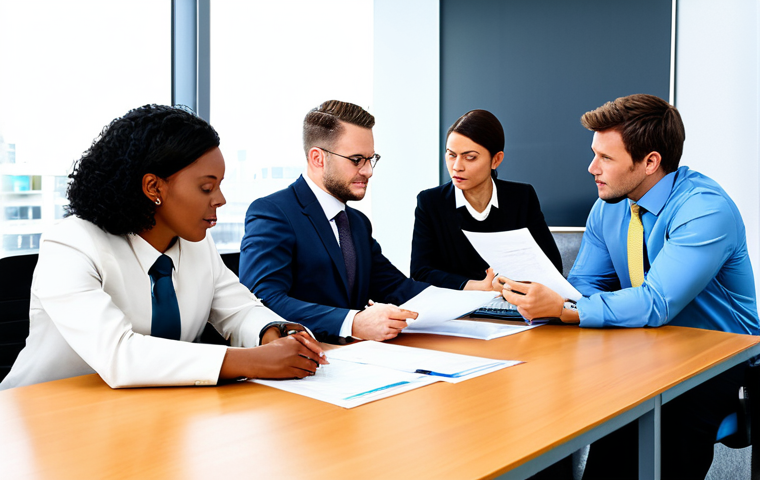 공인회계사와 팀워크 개발 - Collaborative Accounting Team**

"A diverse team of accountants collaborating in a bright, modern of...