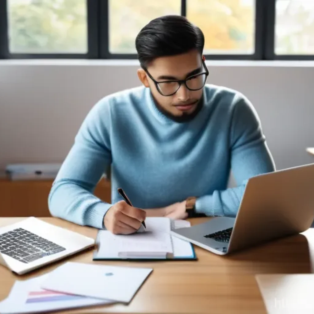 CPA 시험 준비 전략 - **Prompt: A focused young professional, dressed in smart casual attire (e.g., a neat sweater and tro...