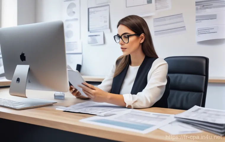 공인회계사와 세무 리스크 관리 - A young female French entrepreneur, dressed in a stylish business blouse and trousers, stands at the...