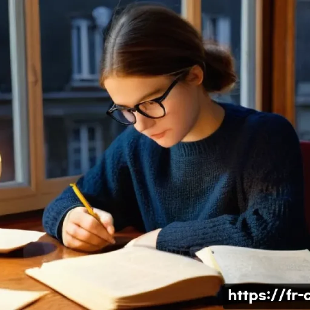 공인회계사 공부 포기하지 않는 법 - **Prompt:** A cozy study room in Paris, late evening. A young French accountancy student (female, 22...