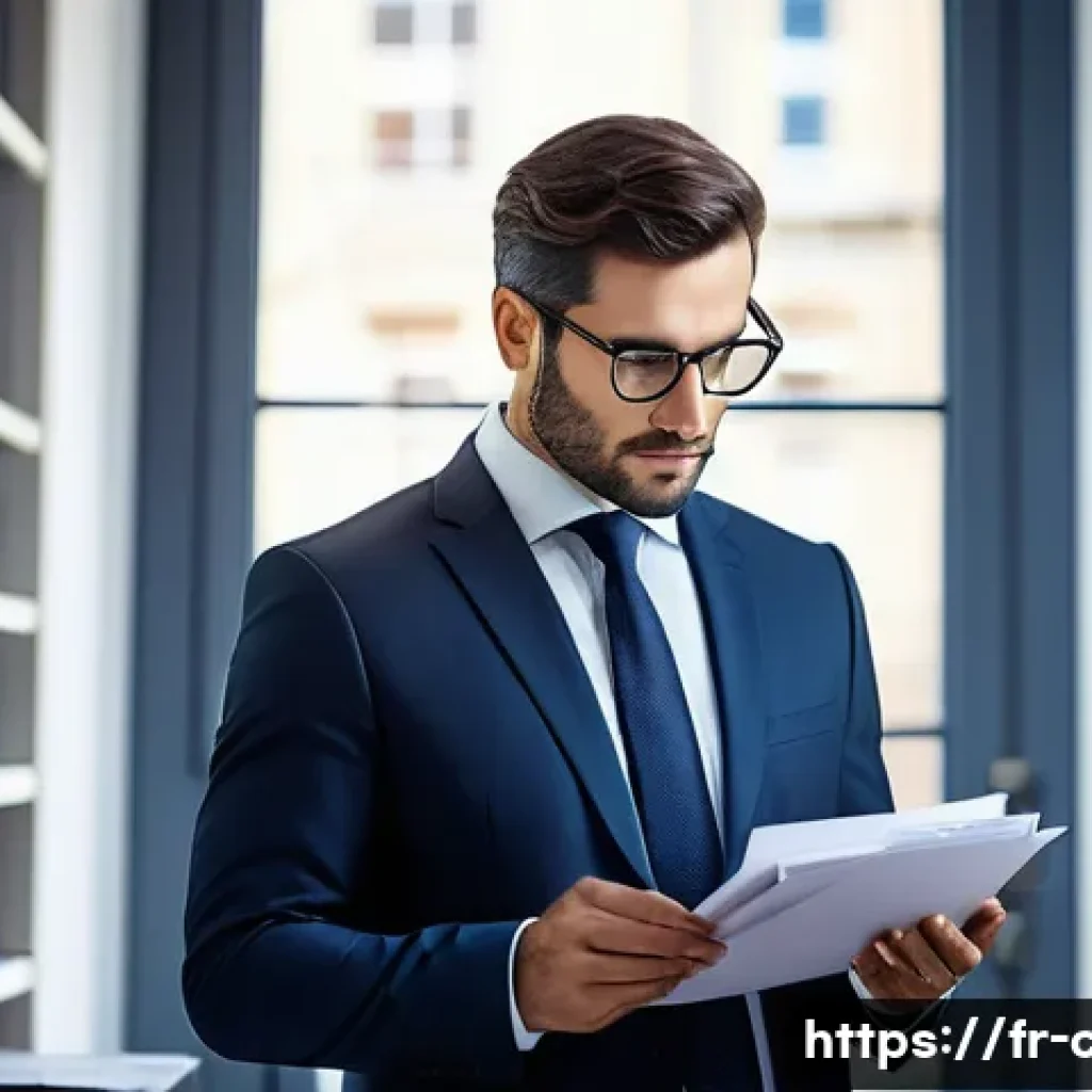 CPA 자격증 보유자 인기 분야 - A professional French CPA auditor in a modern office environment, wearing business attire and glasse...