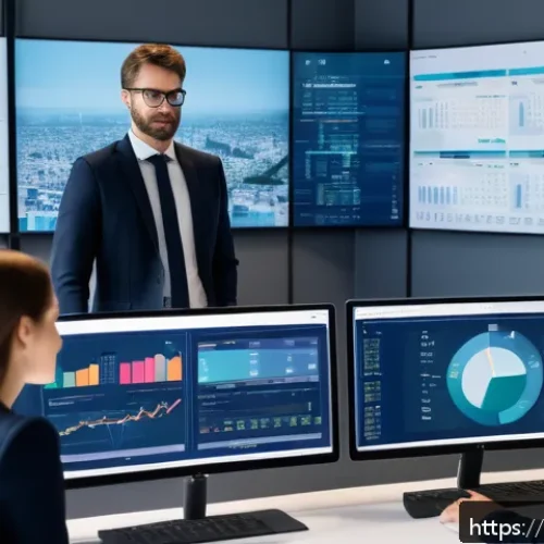 CPA와 IR 업무의 연결 - A modern French accounting office scene showcasing a diverse team of professionals using advanced AI...